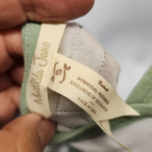 MATILDA Jane Full Length Dress Green Stripe With Floral Hem And Belt Accent Size - Picture 6 of 7